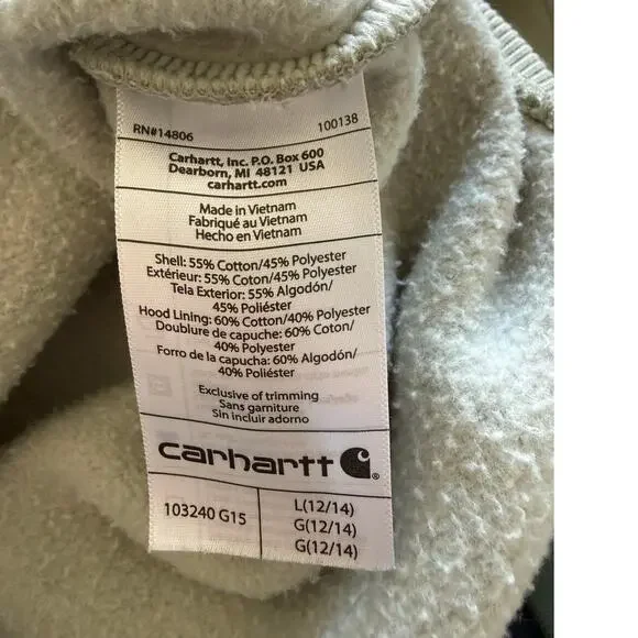 Carhartt Clarksburg 1/2 Zip Hoodie Sweatshirt, Size Large, Mint Green - Picture 4 of 5